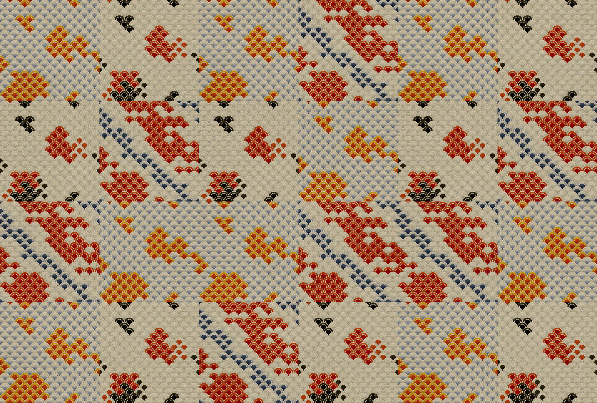             Koi 3 - Abstrakter Koi-Teich als Digitaldruck auf Pappe Struktur – Beige, Orange | Mattes Glattvlies
        