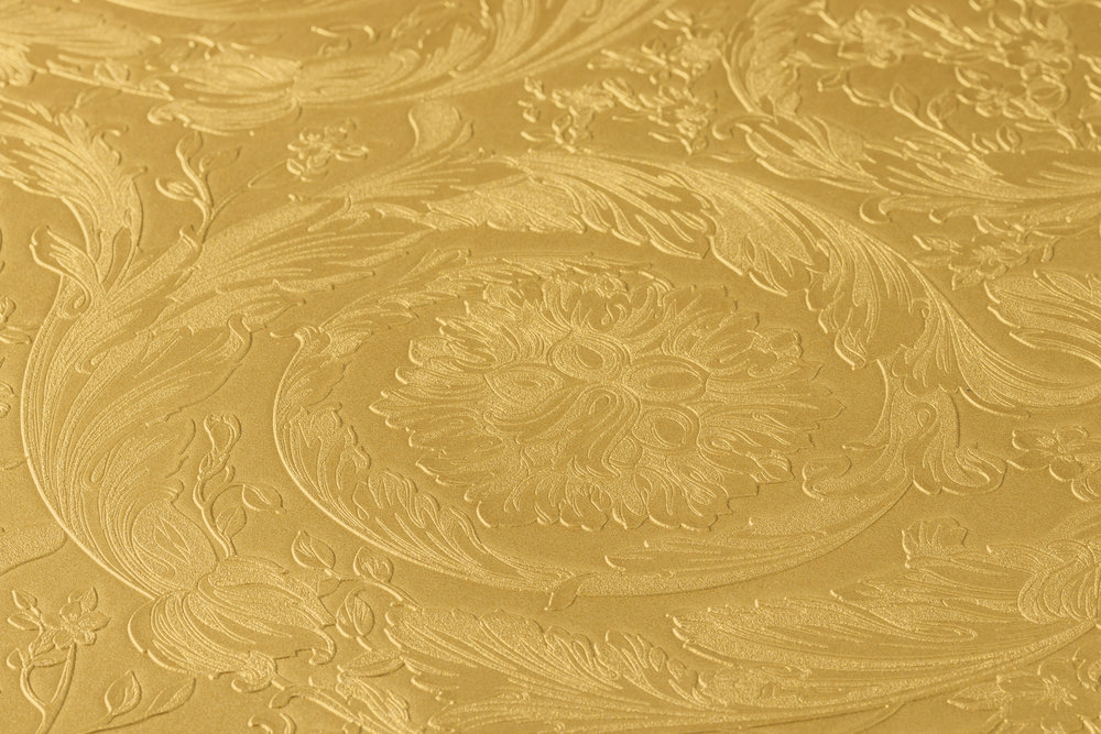             Goldene VERSACE Tapete Schimmereffekte – Gold, Gelb
        