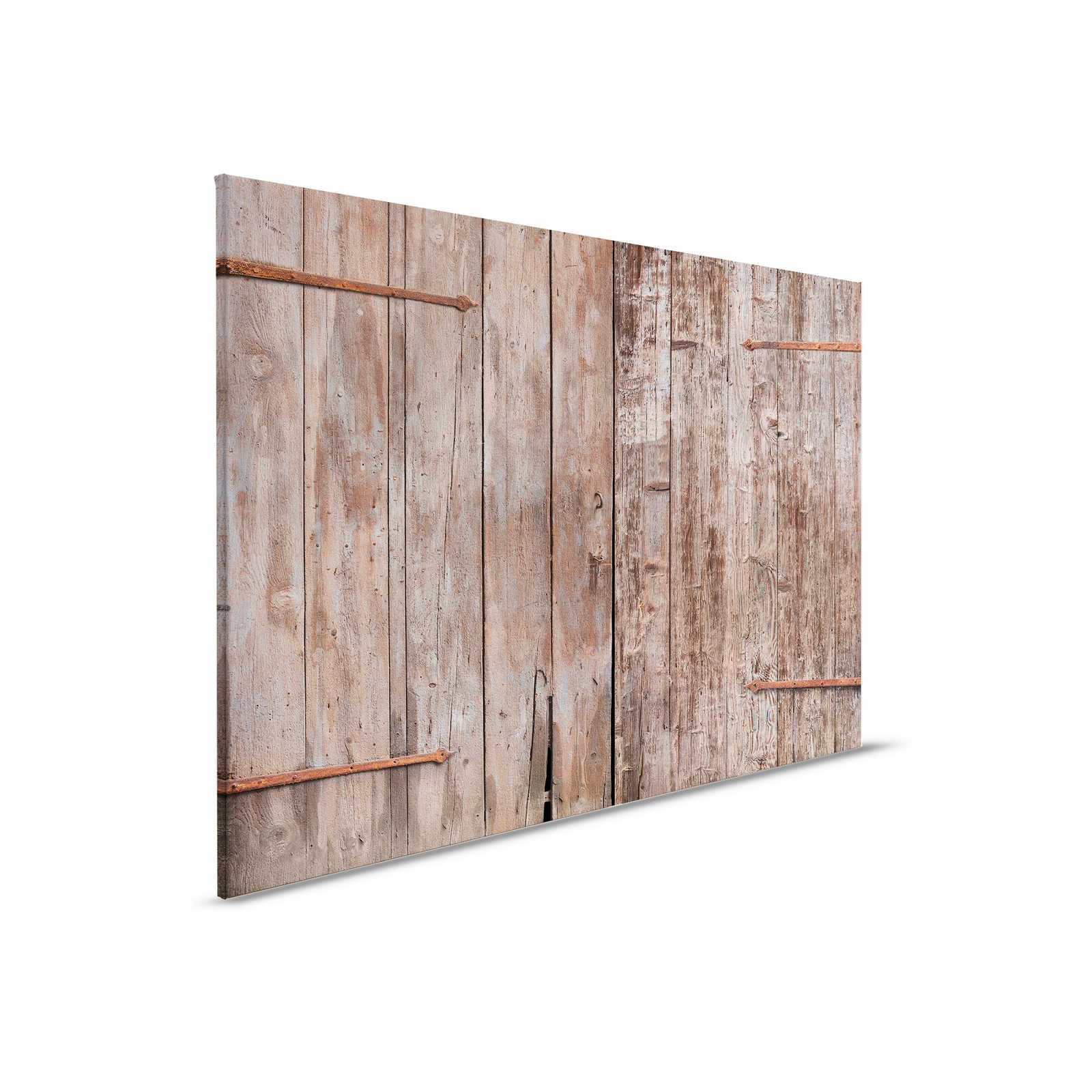         Holz Leinwandbild Scheunentor Bretteroptik im Used Look – 0,90 m x 0,60 m
    