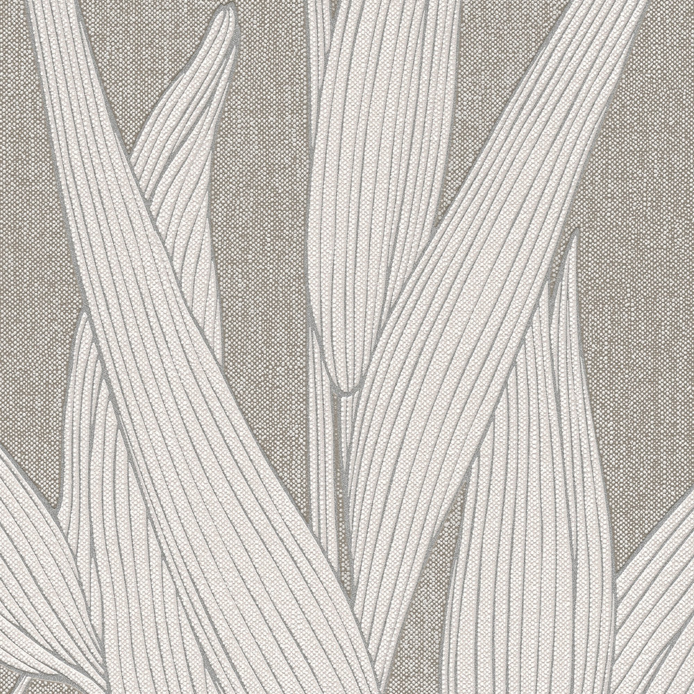            Leinenoptik Tapete mit natürlichem Blätter Design – Braun
        