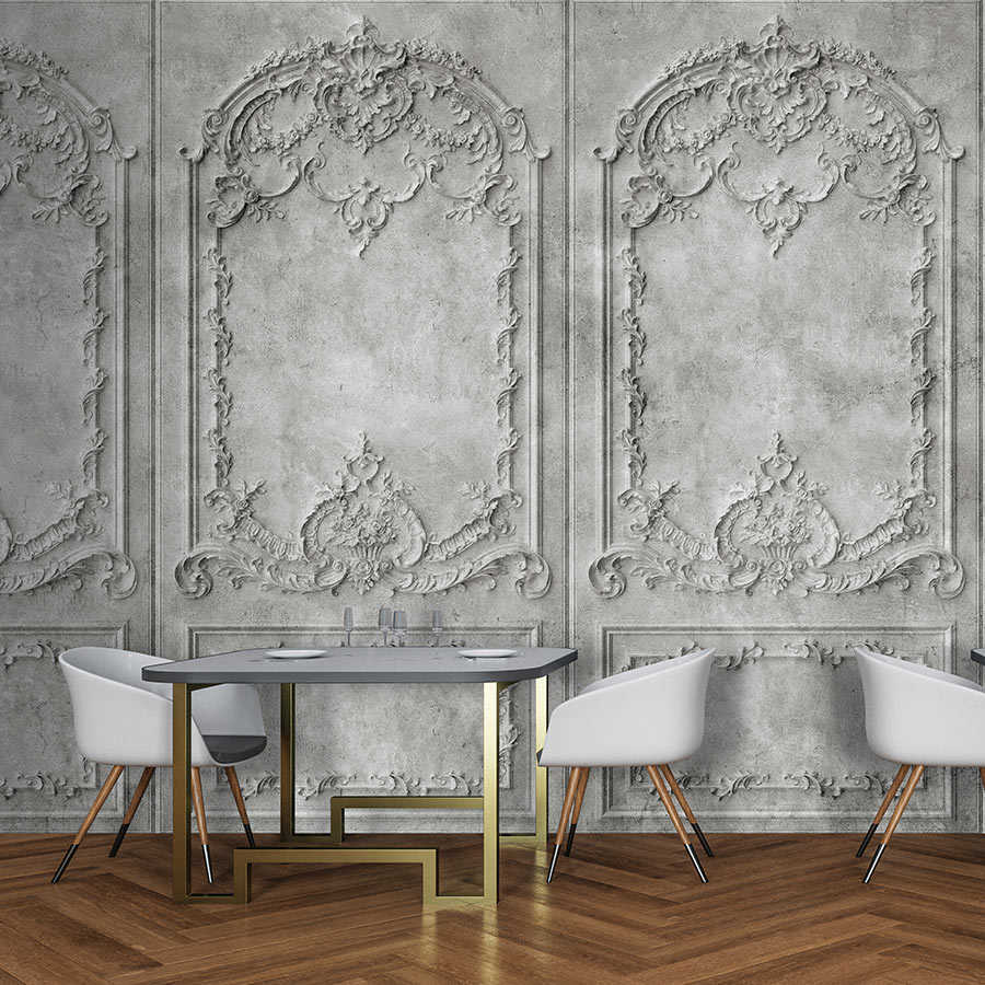Versailles 2 – Fototapete Holz-Paneele Grau im Barock Stil
