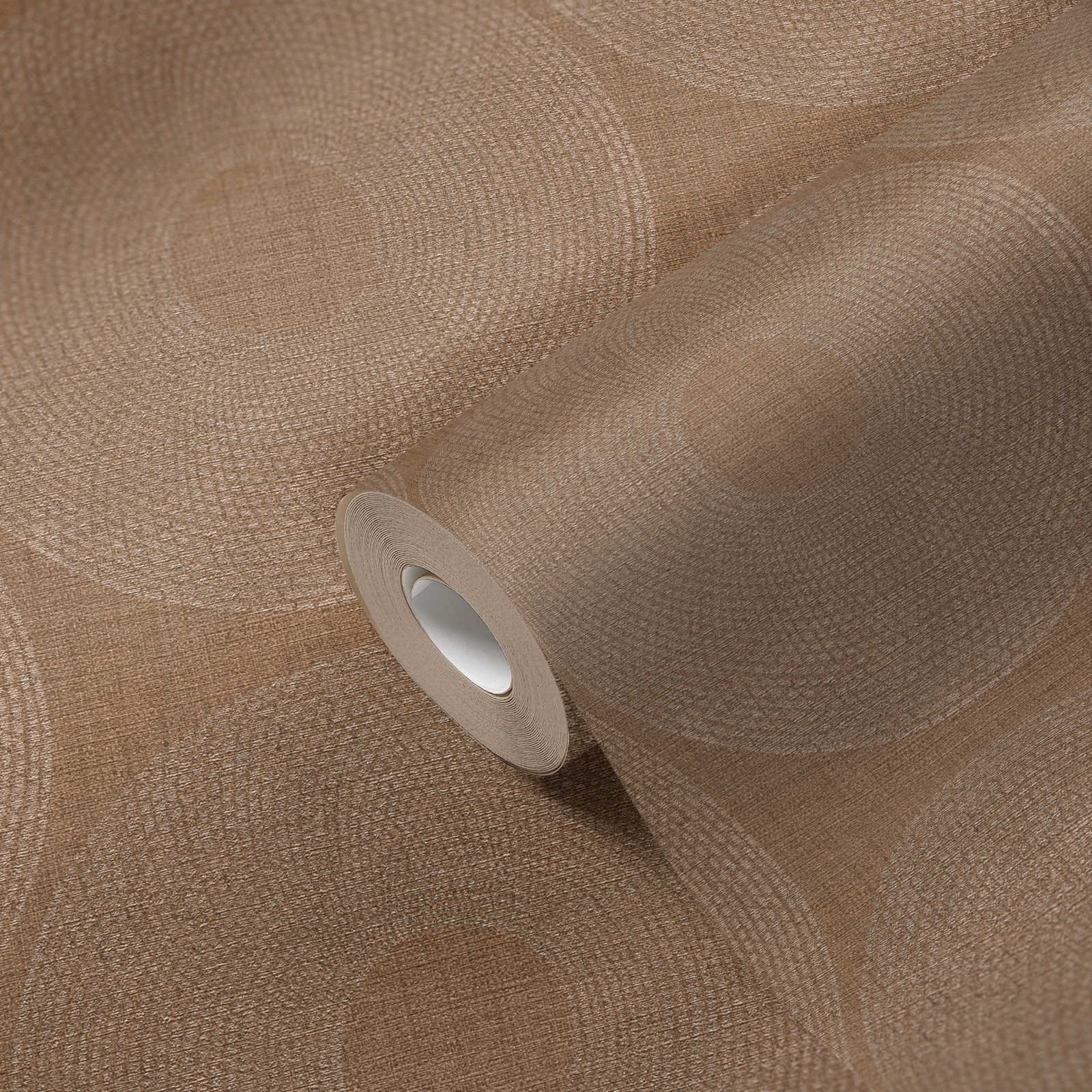             Metallic Tapete Kreise mit Strukturdesign – Braun
        