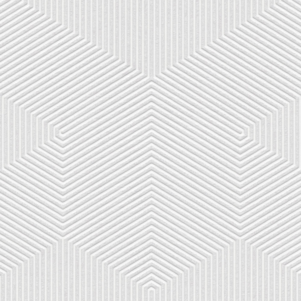             3D Grafik-Tapete mit geometrischen Muster matt strukturiert – Grau, Weiß
        