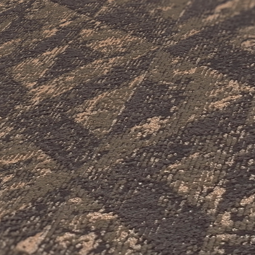             Edle Mustertapete mit abstrakten Details – Schwarz, Braun, Gold
        