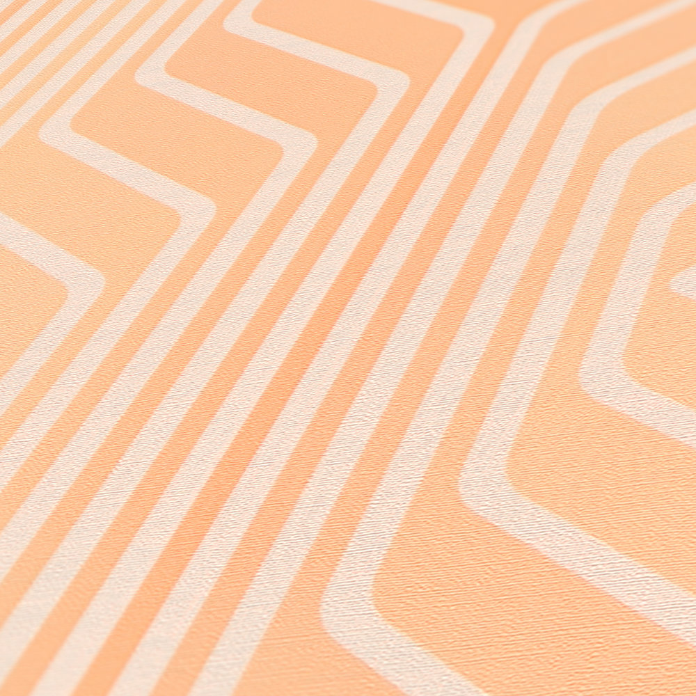             Retro Tapete mit Rauten Bemusterung in warmen Farben – Orange, Beige
        