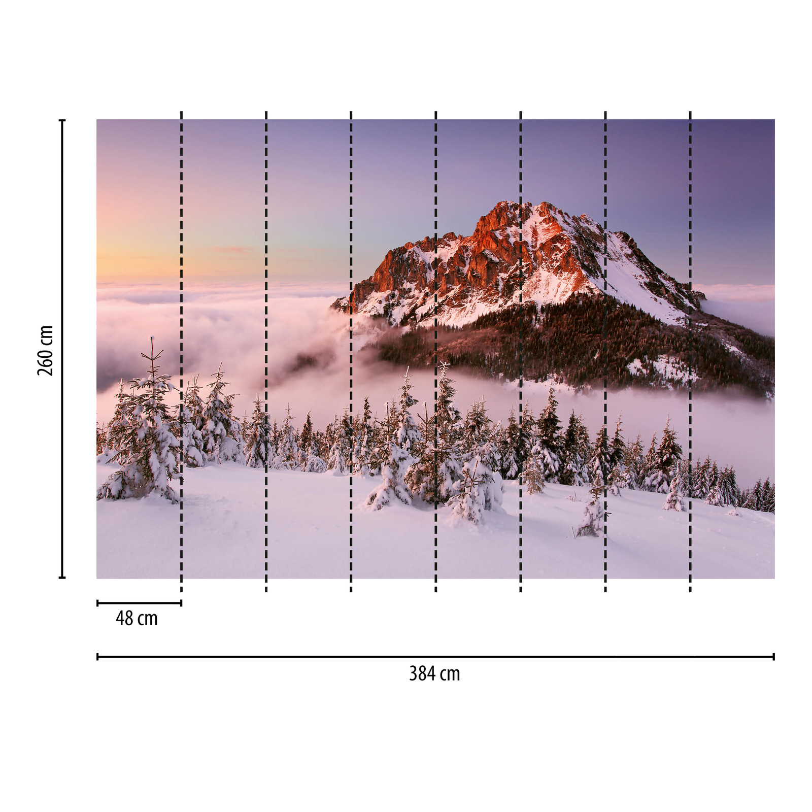             Fototapete Bergspitze mit Schnee – Weiß, Braun, Grün
        