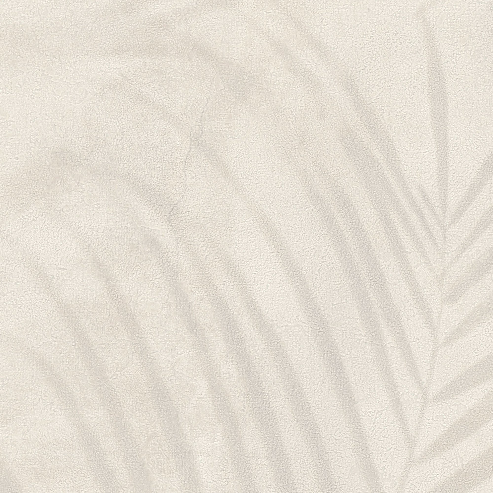             Tapete Palmenmuster in Leinenoptik – Beige, Creme, Grau
        
