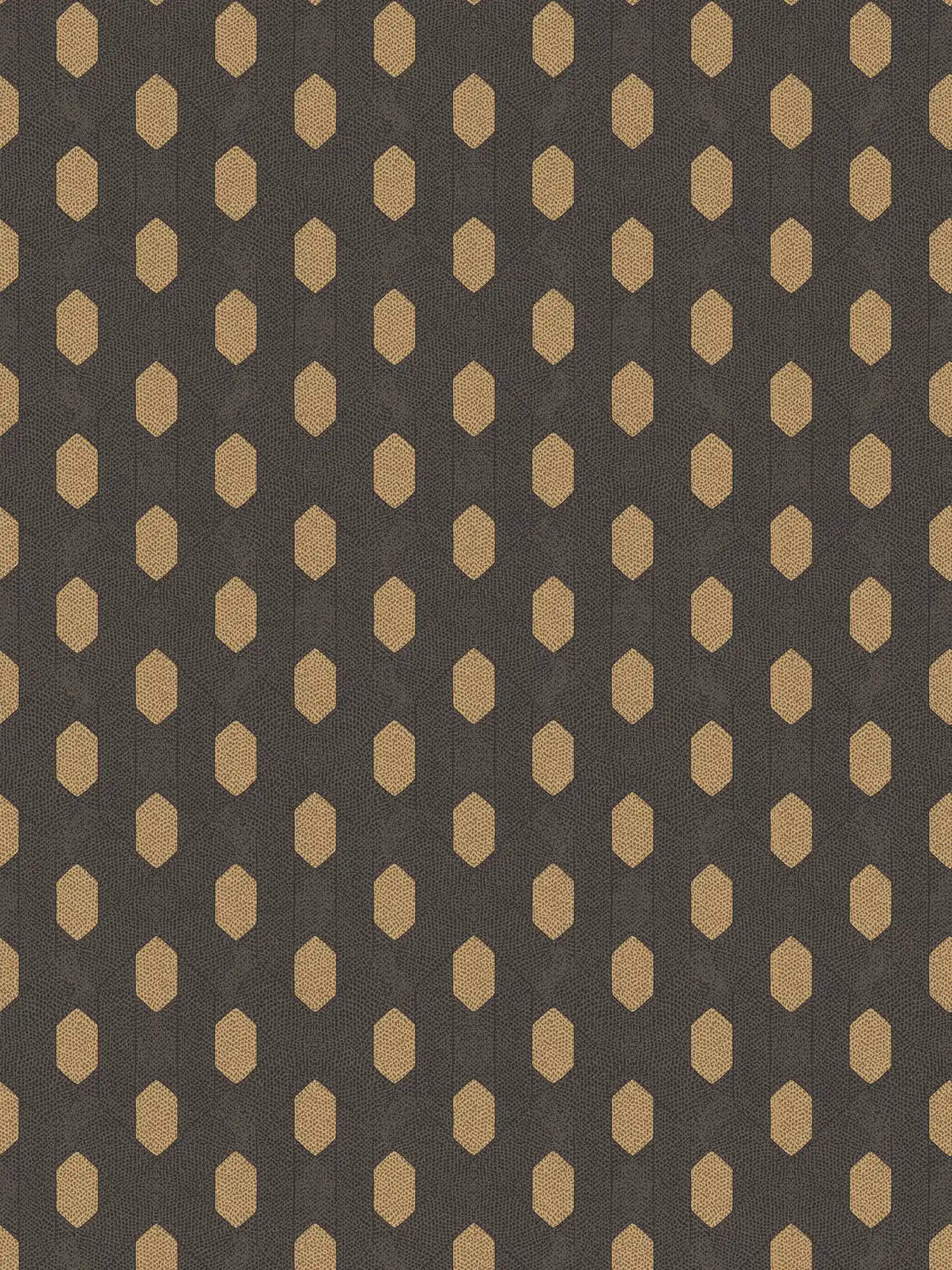 Elegant Uni-Tapete mit goldenem Muster – Schwarz, Gold, Braun
