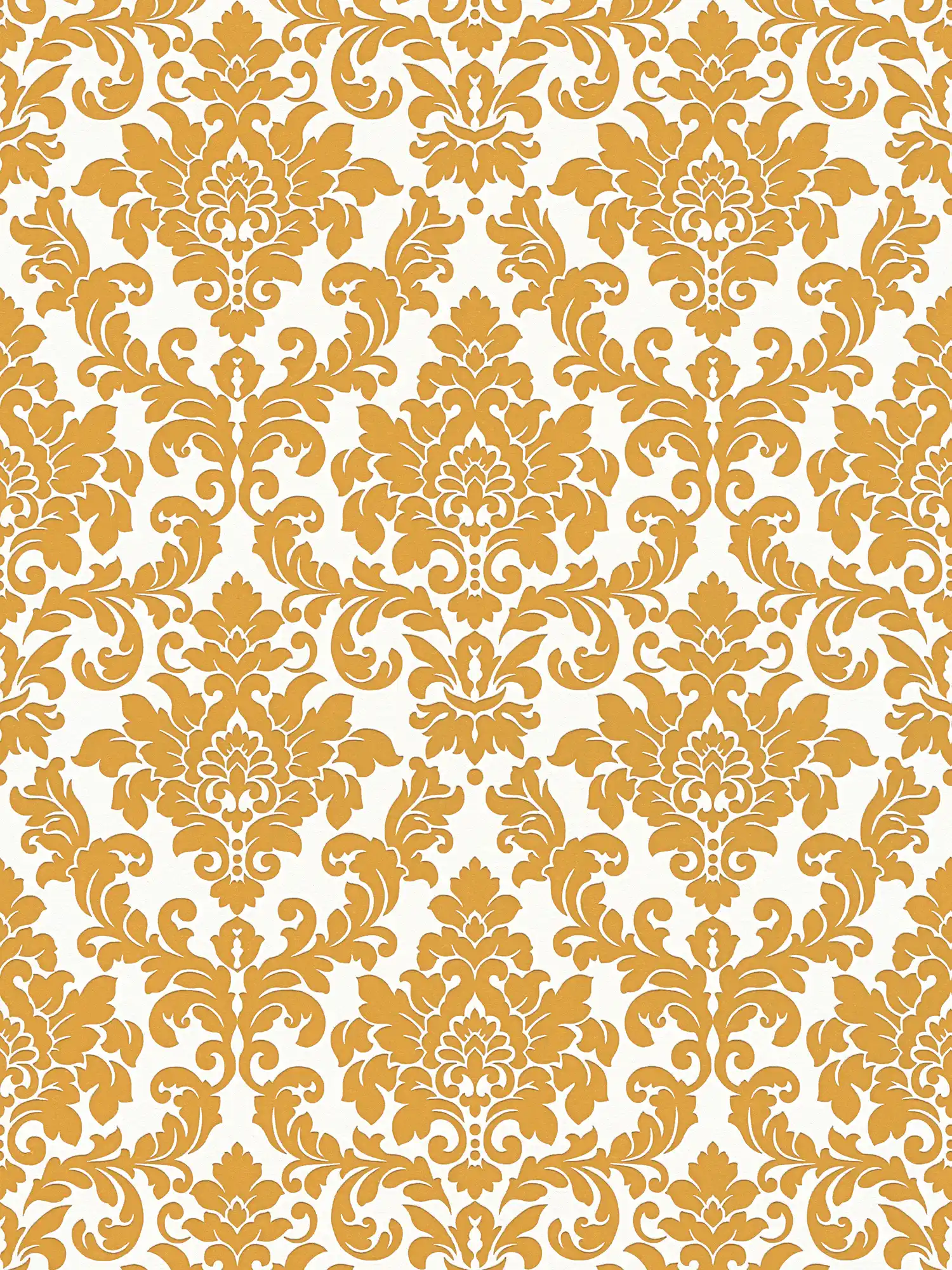 Goldene Tapete mit Barock Ornament – Metallic, Weiß
