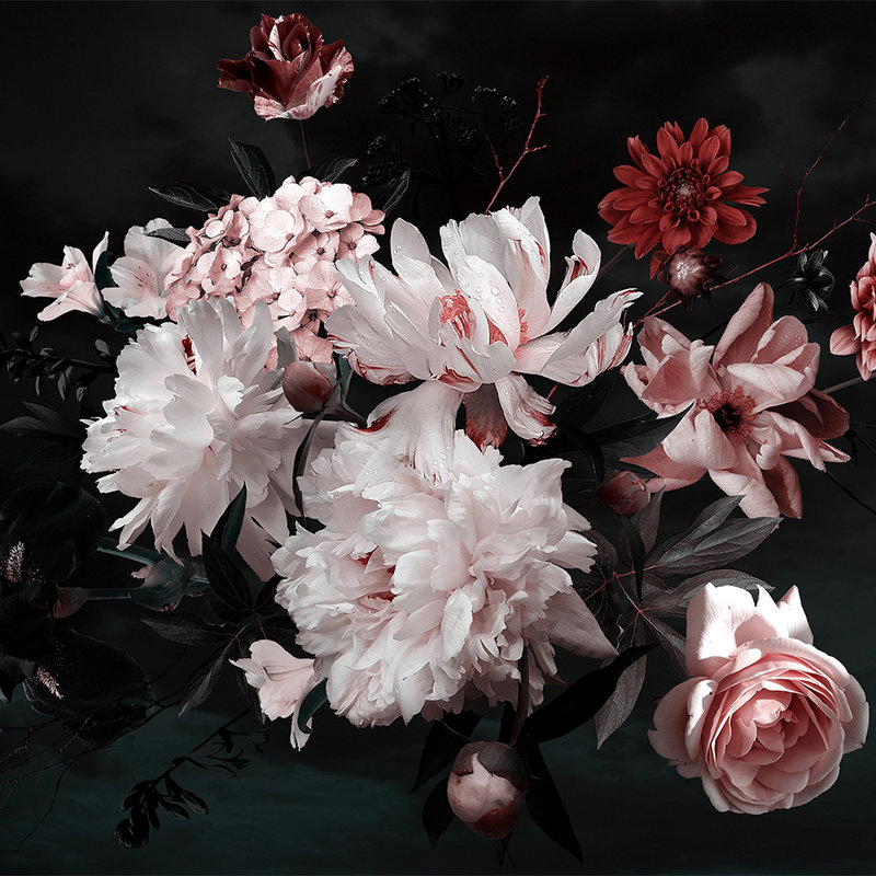 Blumenstrauß Fototapete – Weiß, Rosa, Schwarz
