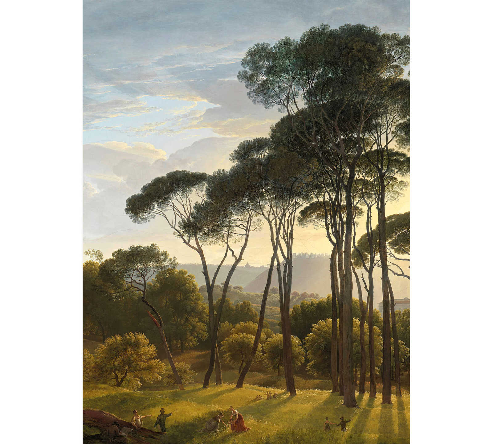 Fototapete Landschaft mit Bäumen – Grün, Braun, Grau

