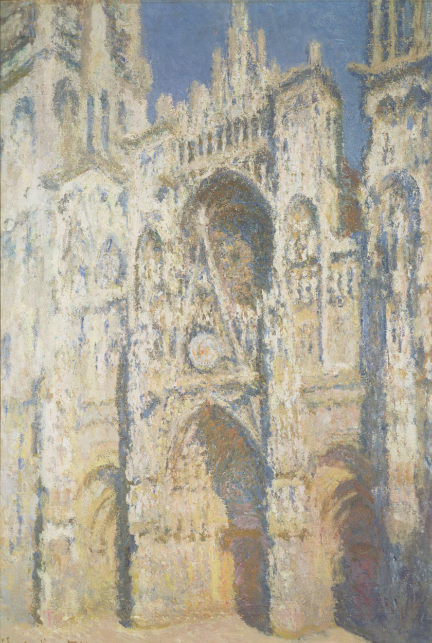             Fototapete "Die Kathedrale von Rouen in vollem Sonnenlicht: Harmonie in Blau und Gold" von Claude Monet
        
