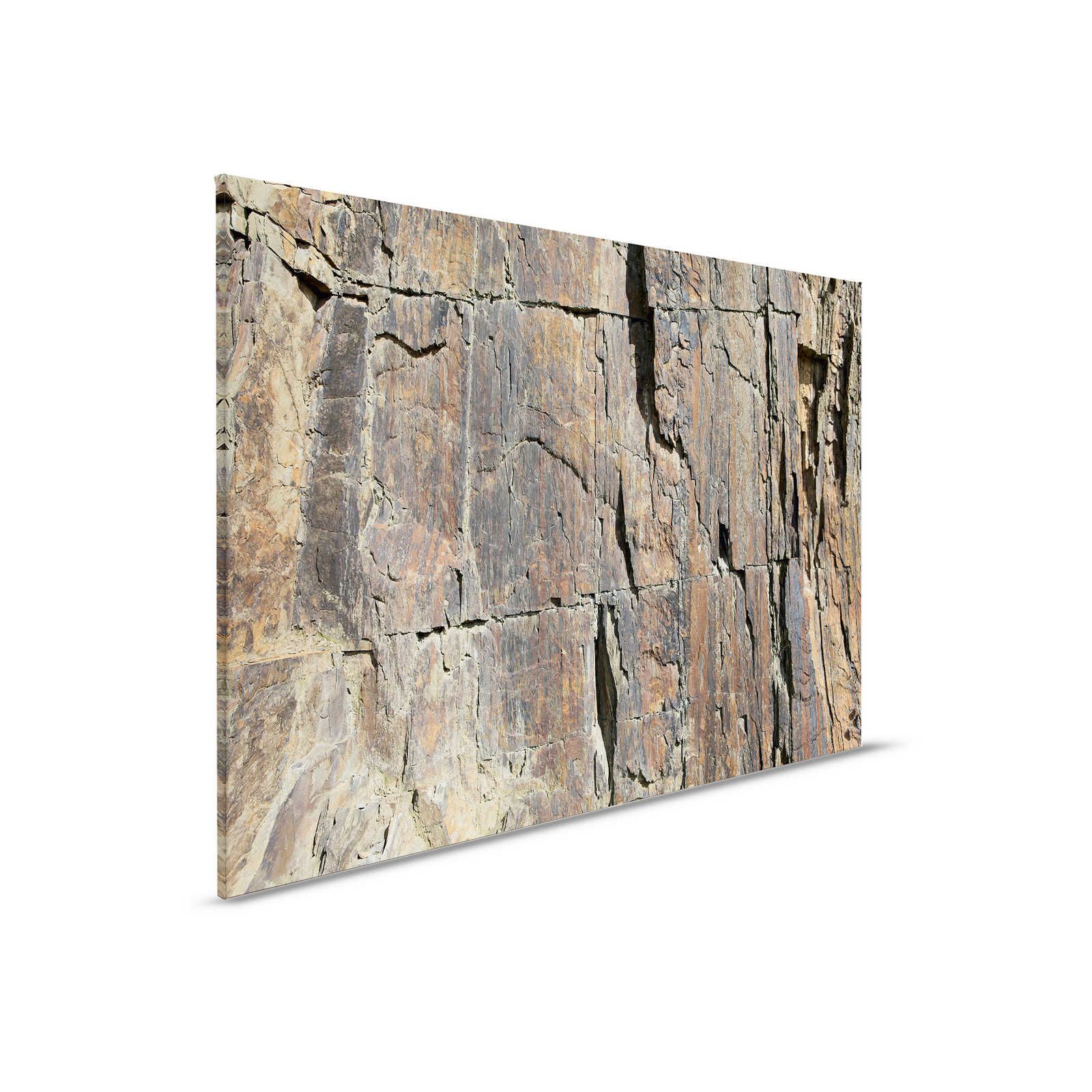 Leinwandbild Steinoptik 3D Effekt, Natursteinwand – 0,90 m x 0,60 m
