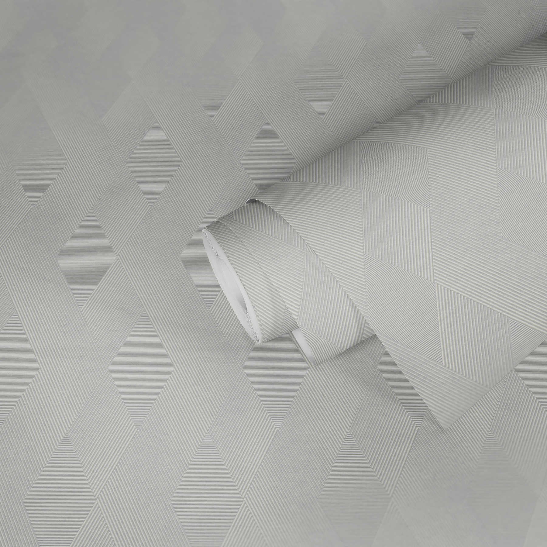             Ton-in-Ton Tapete mit Linienmuster & Strukturprägung – Weiß
        