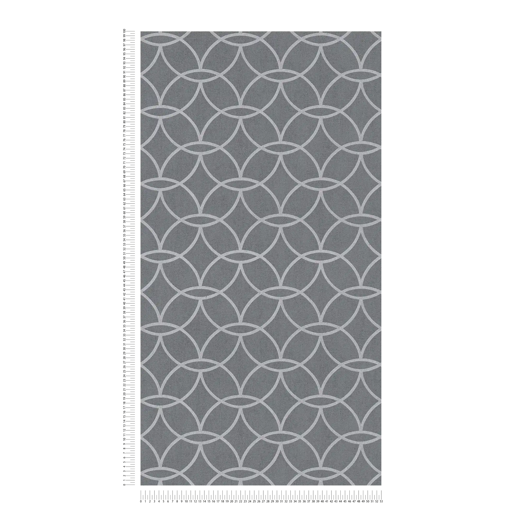             Graue Mustertapete mit silber Metallic-Muster & Schimmer-Effekt – Grau, Metallic
        
