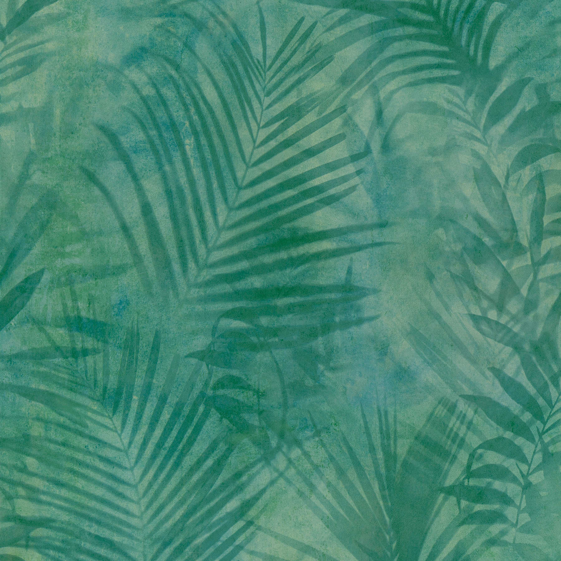         Tapete Palmenmuster in Leinenoptik – Grün, Blau, Gelb
    
