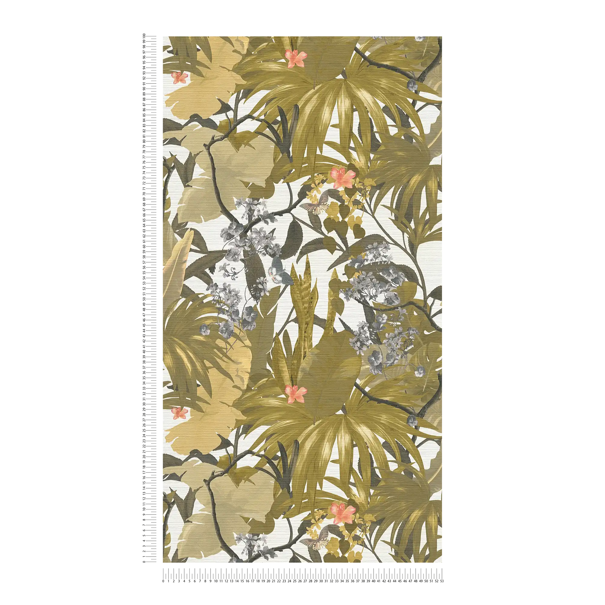             Tapete Dschungel Design mit Blättermuster – Gelb, Grau
        