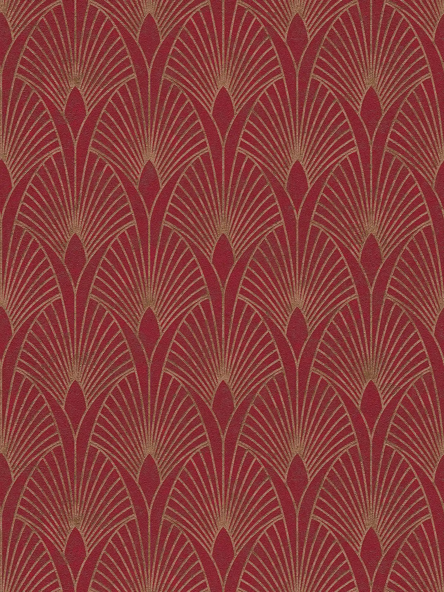         Art Déco Tapete goldenes Retro Muster – Rot, Gold
    