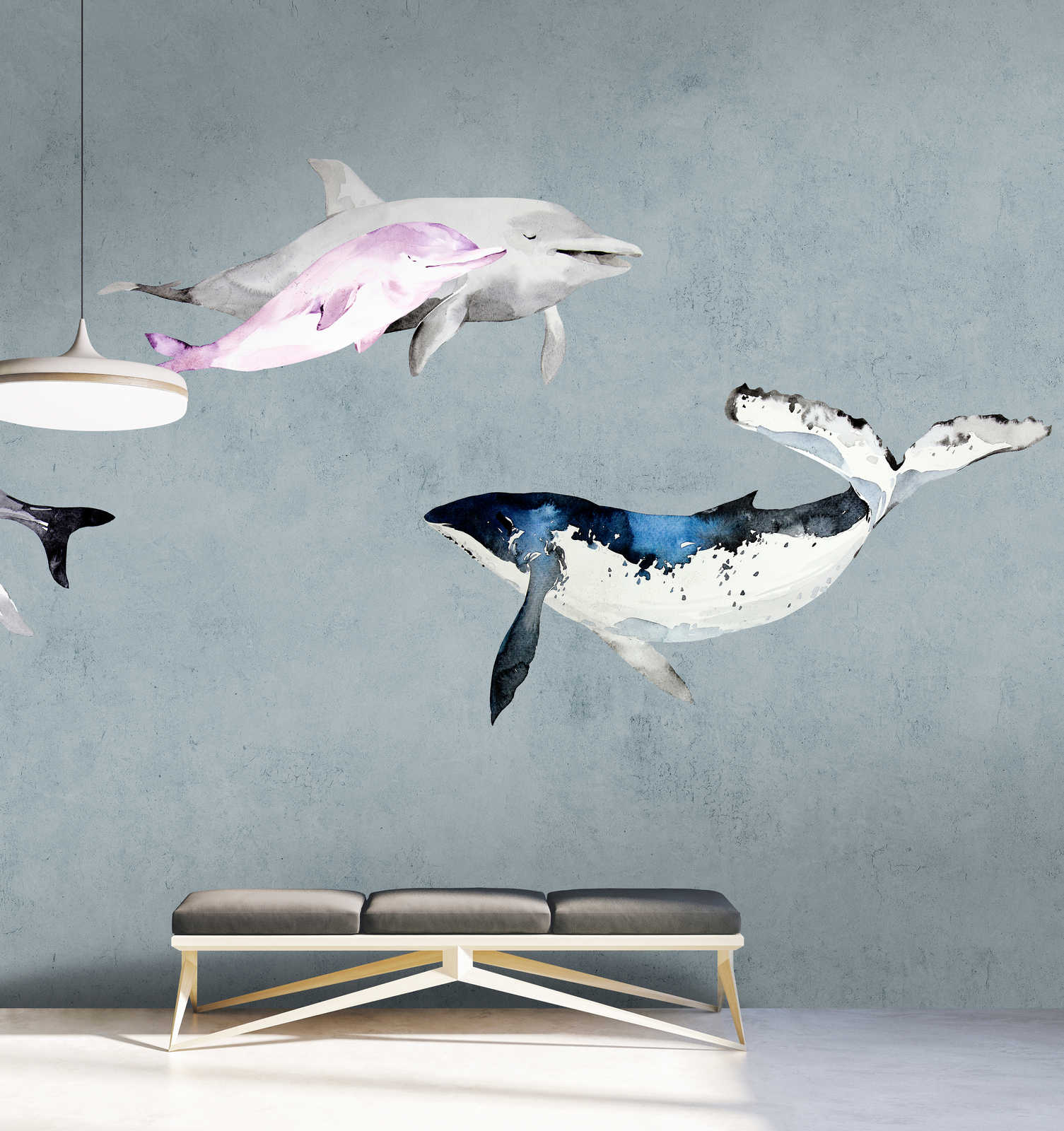             Oceans Five 1 – Fototapete Wale & Delfine im Aquarell Stil
        