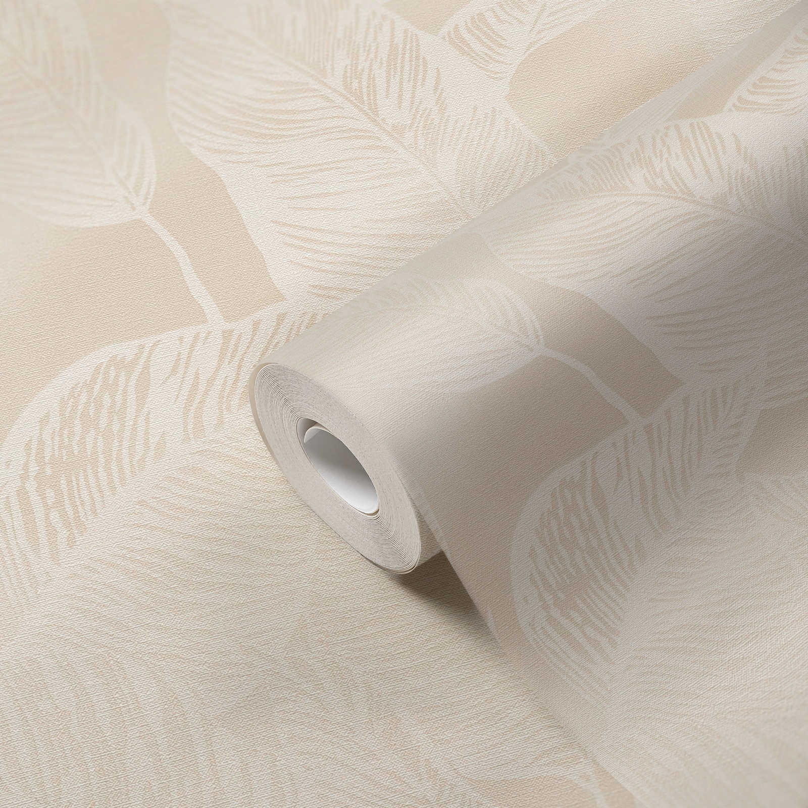             Blättermuster Vliestapete PVC-frei – Beige, Weiß
        