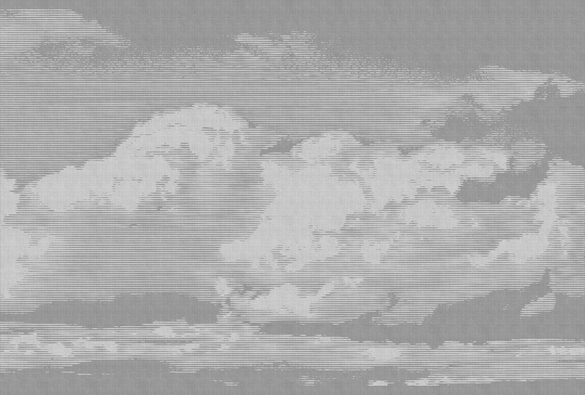            Clouds 2 - Himmlische Fototapete in naturleinen Struktur mit Wolkenmotiv – Grau, Weiss | Perlmutt Glattvlies
        