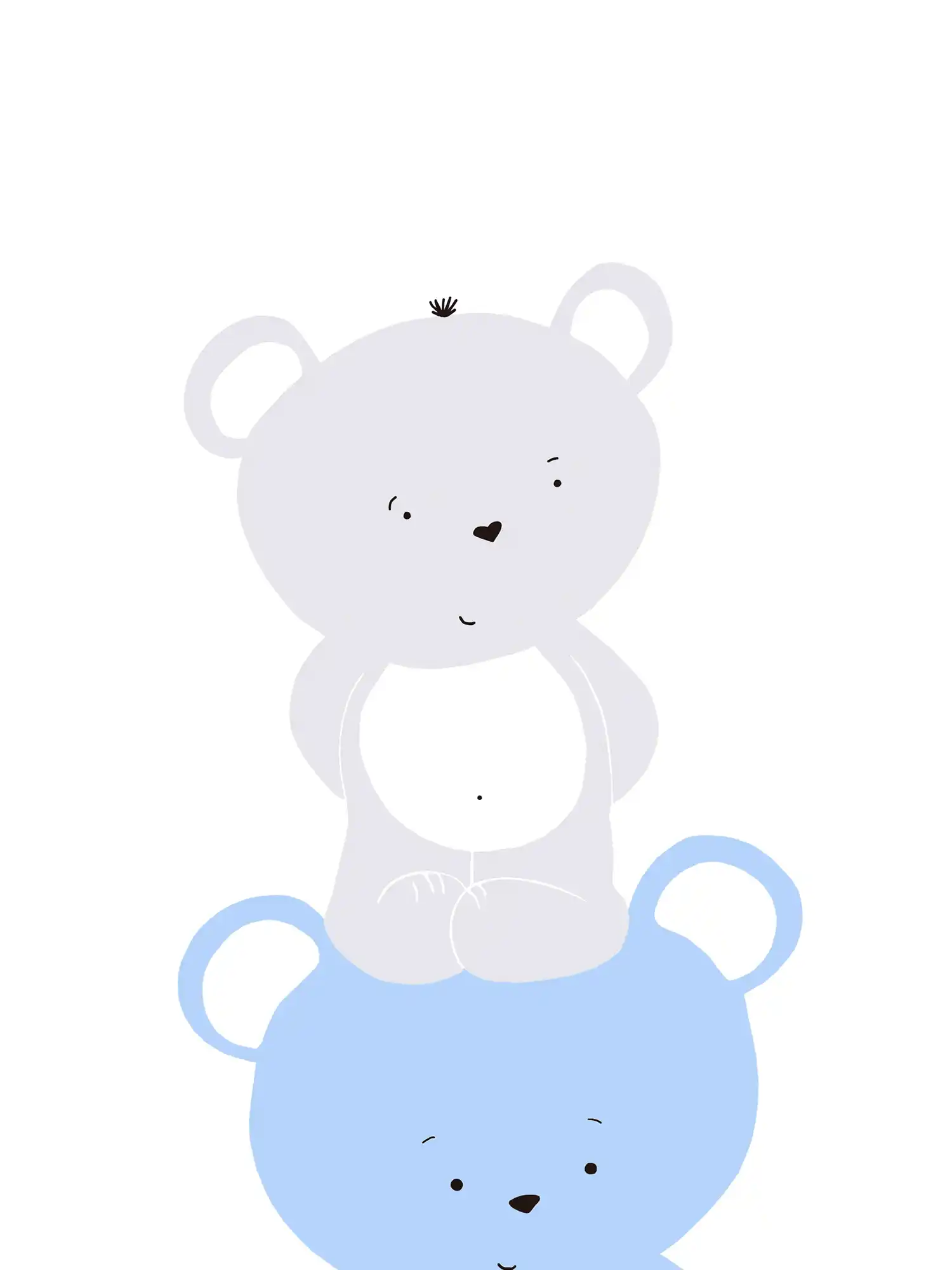 Jungenzimmer Tapete Bären Muster – Blau, Grau , Weiß
