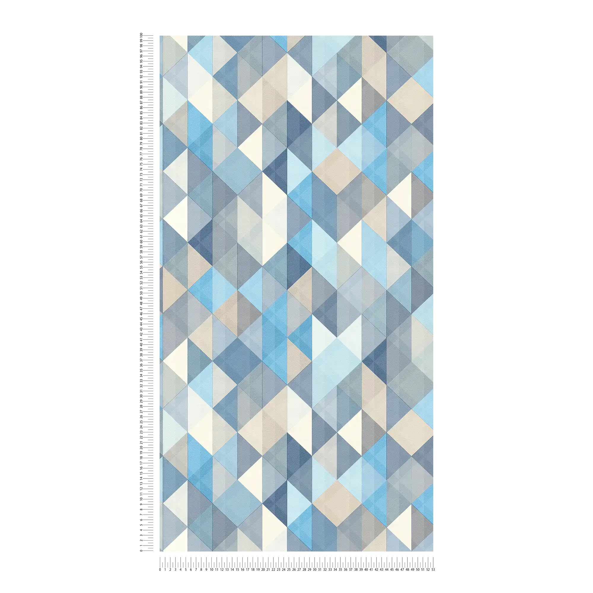             Tapete Scandinavian Style mit geometrischem Muster – Blau, Grau, Beige
        