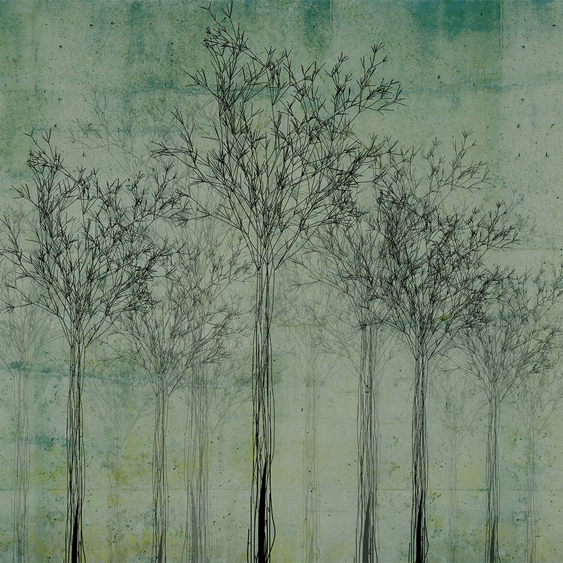 Fototapete Baum Zeichnung & abstraktem Hintergrund – Grün, Schwarz
