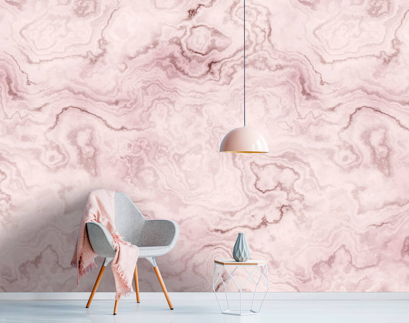             Carrara 3 - Fototapete in eleganter Marmoroptik – Rosa, Rot | Premium Glattvlies
        