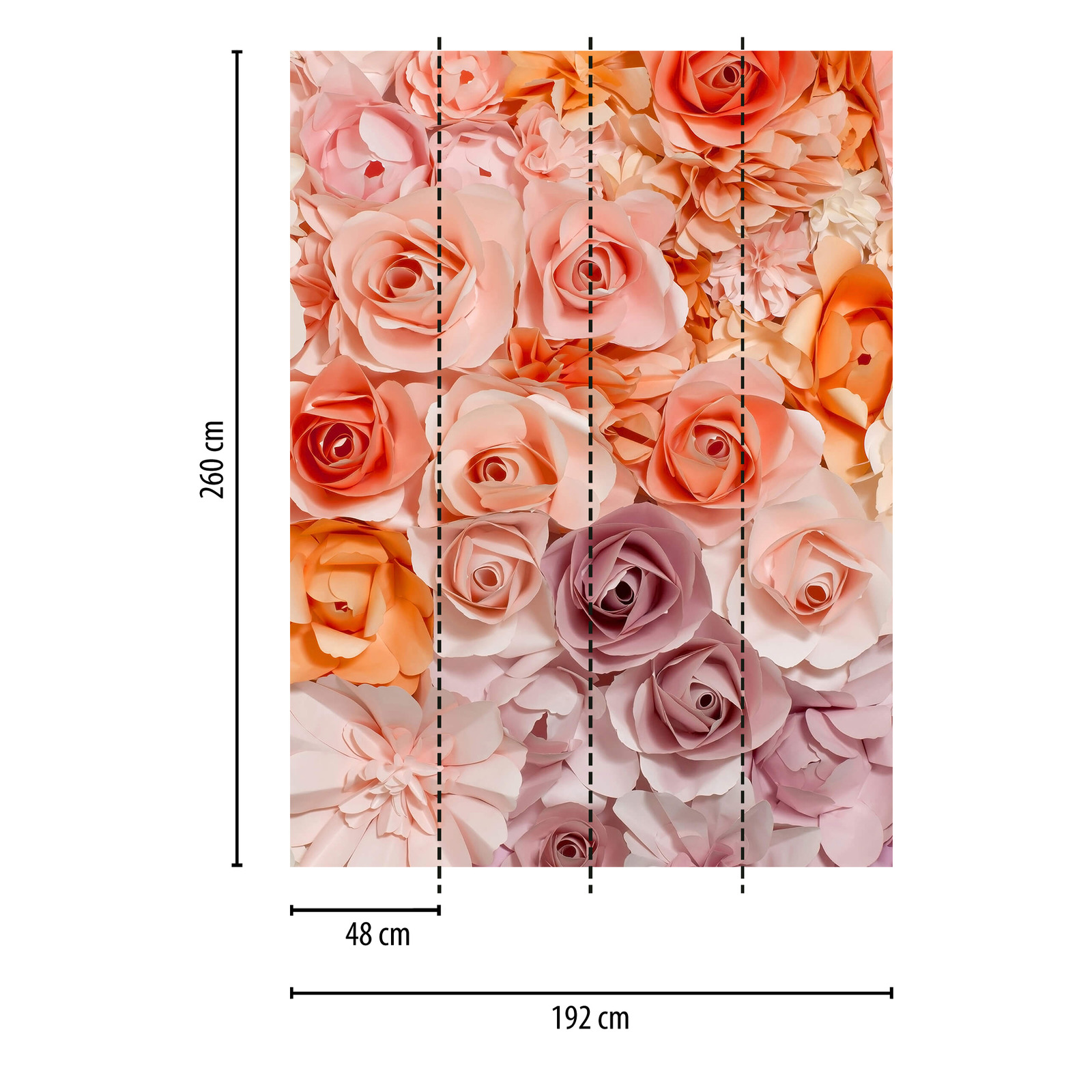             Blumen Fototapete 3D Rosen, Hochformat – Rosa
        
