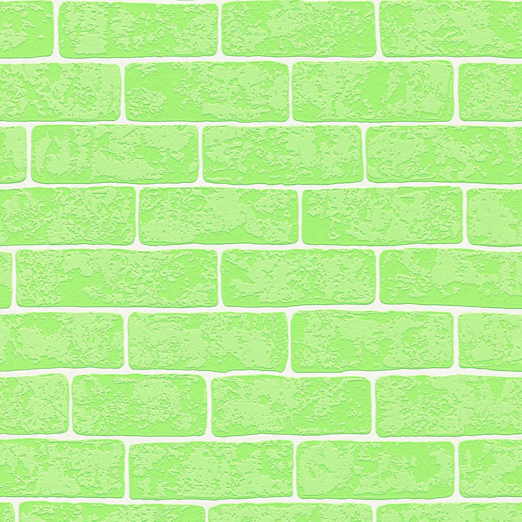 Vliestapete Steinmauer mit 3D-Struktur – Grün, Weiß
