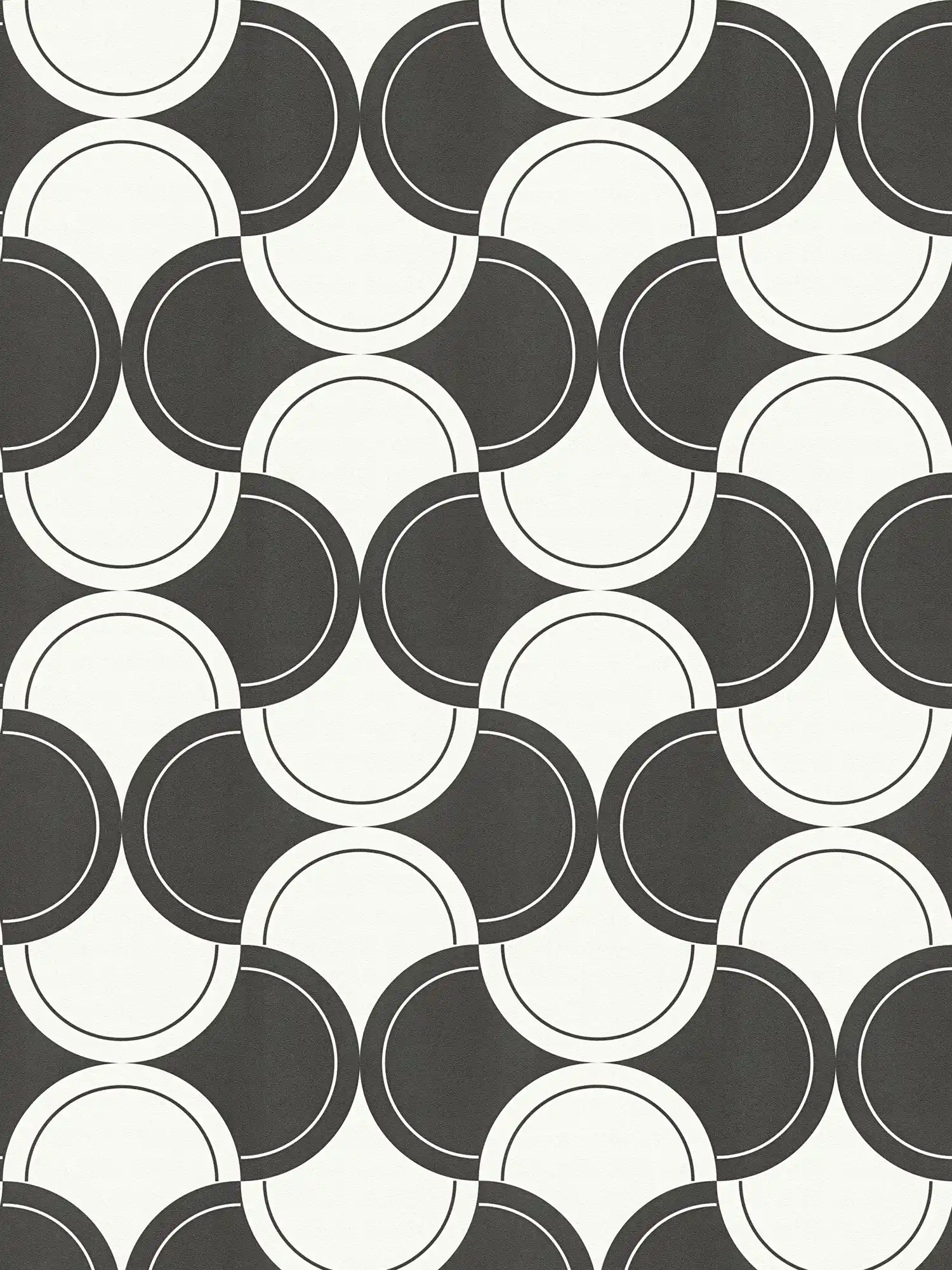         Vliestapete Retro-Muster mit Kreisen 70er Jahre Style – Schwarz-Weiß
    