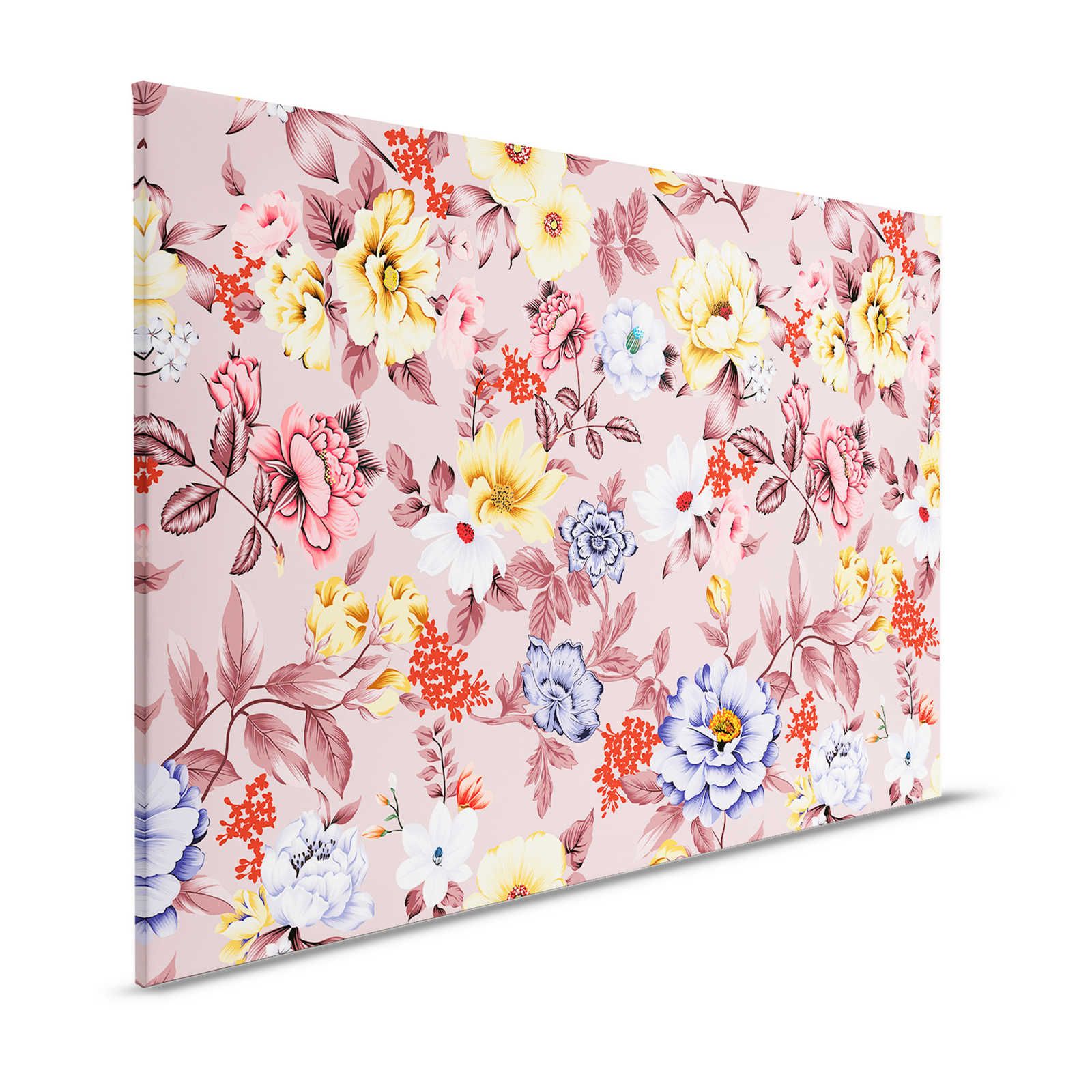 Leinwand floral mit Blüten und Blättern – 120 cm x 80 cm
