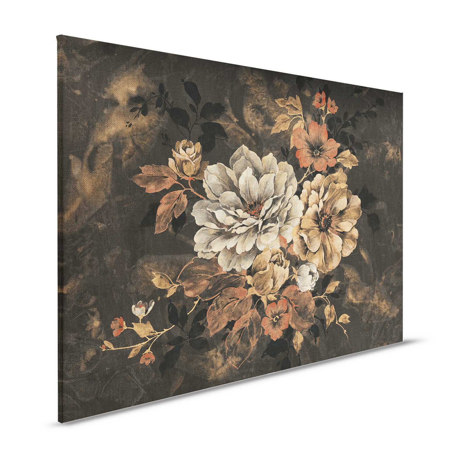Leinwandbild Blütendesign, Ölgemälde im Vintage Look – 1,20 m x 0,80 m
