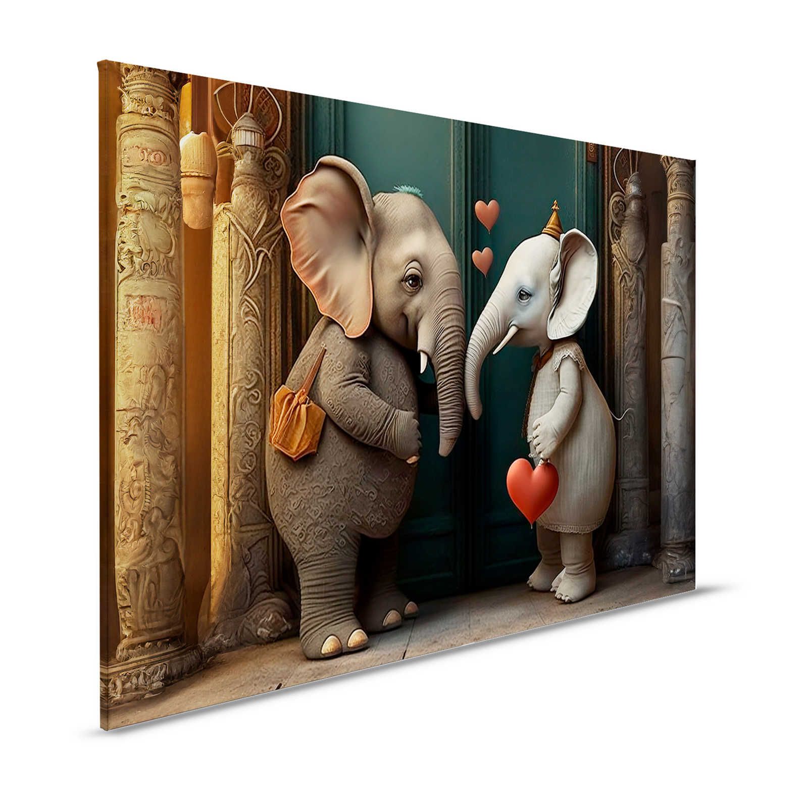 KI-Leinwandbild »elephant love« – 120 cm x 80 cm
