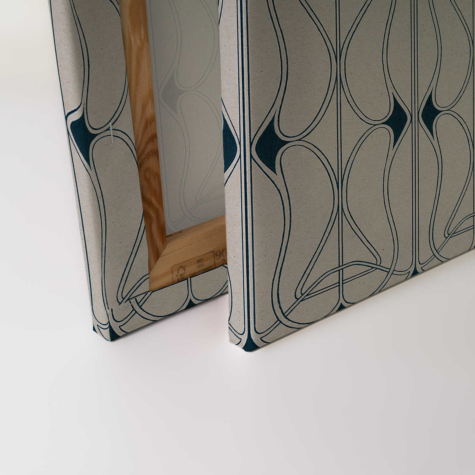             Astoria 1 - Leinwandbild Art Nouveau Muster Grau & Schwarzblau – 1,20 m x 0,80 m
        