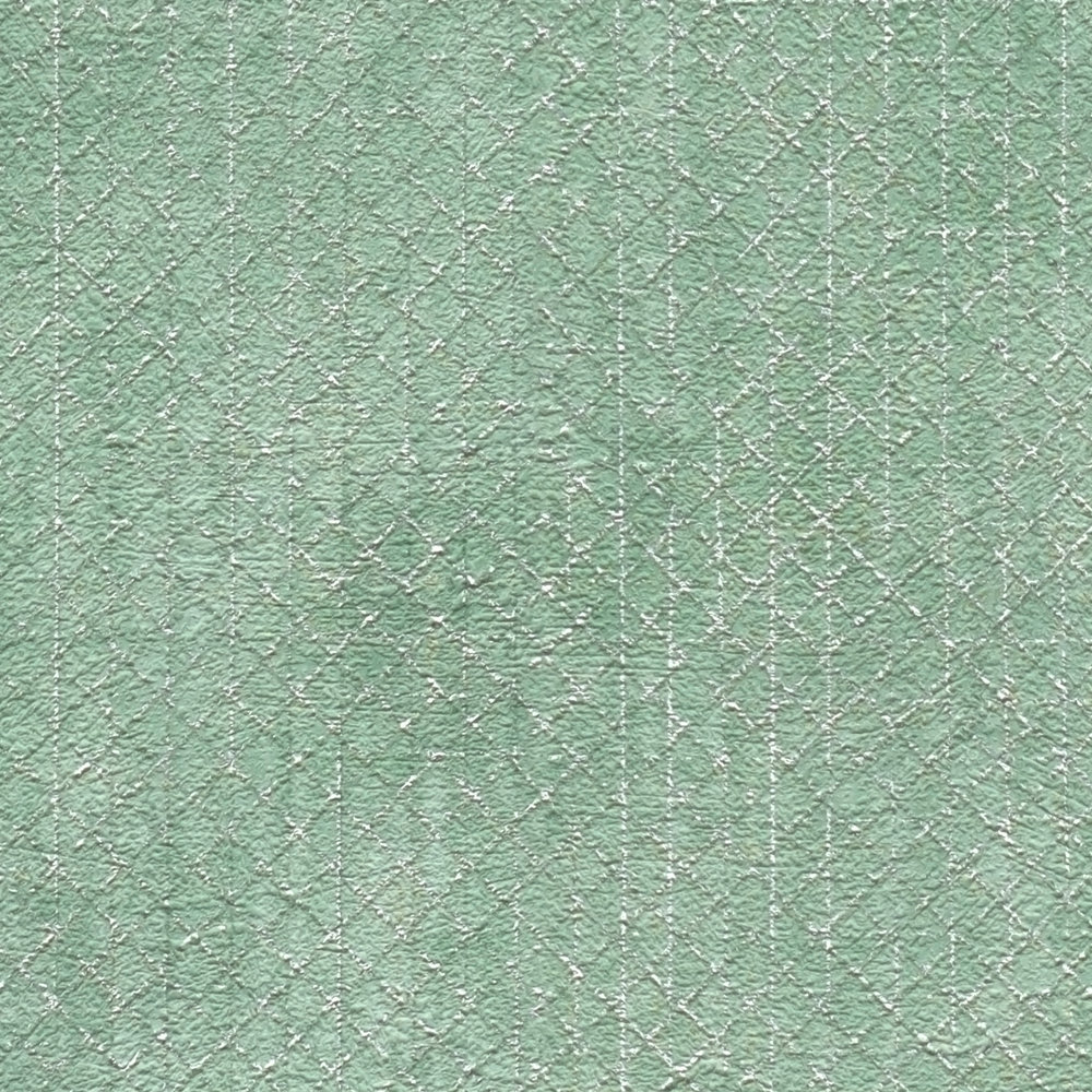             Mintgrüne Tapete Silber Strukturmuster – Metallic, Grün
        