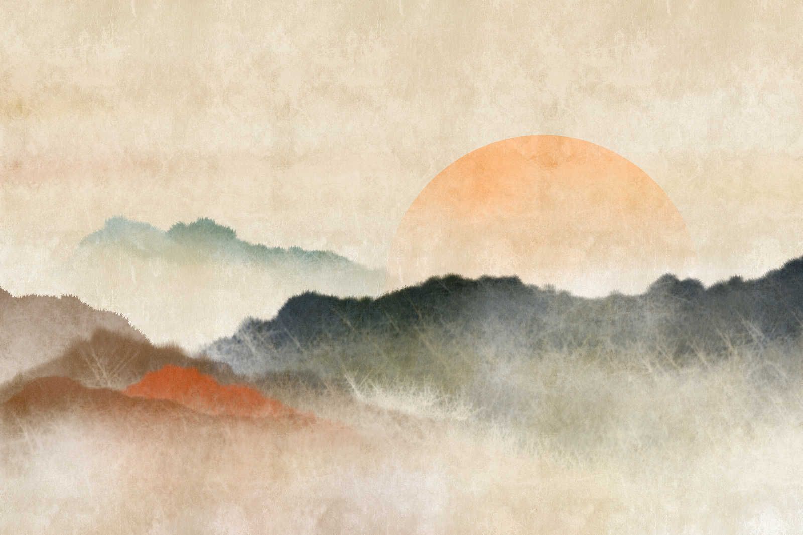             Akaishi 3 - Leinwandbild Sonnenaufgang, Kunstdruck im Asia Style – 0,90 m x 0,60 m
        