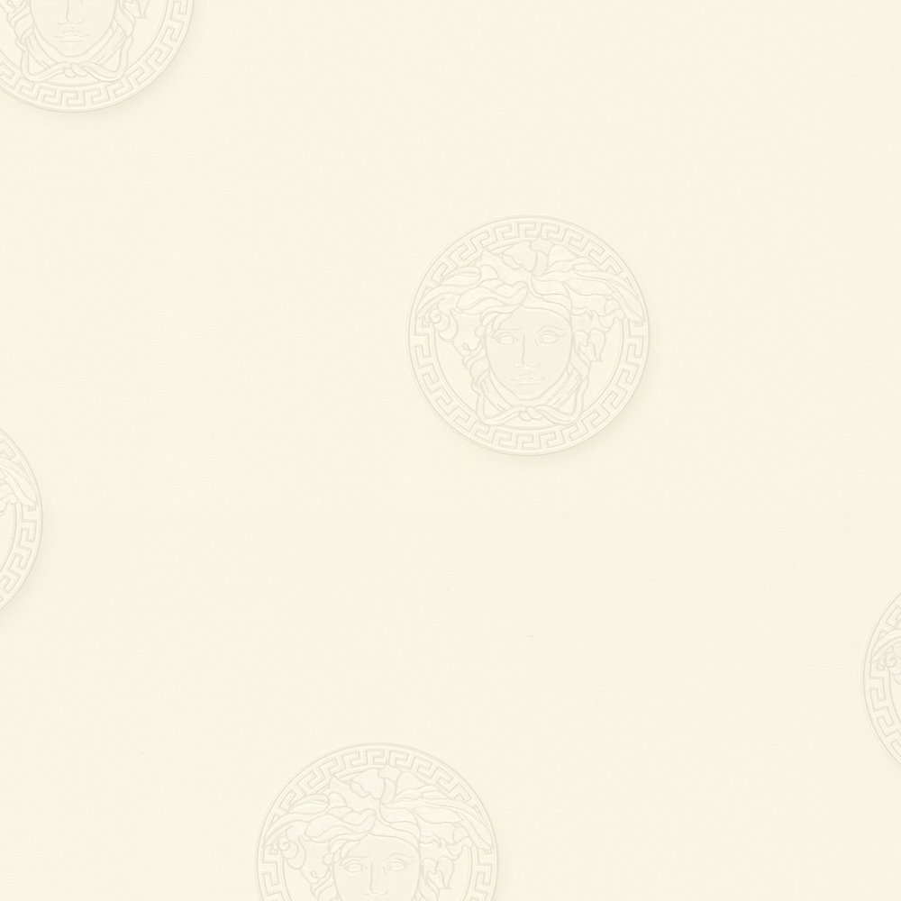             VERSACE Tapete Medusa Emblem – Grau, Weiß
        