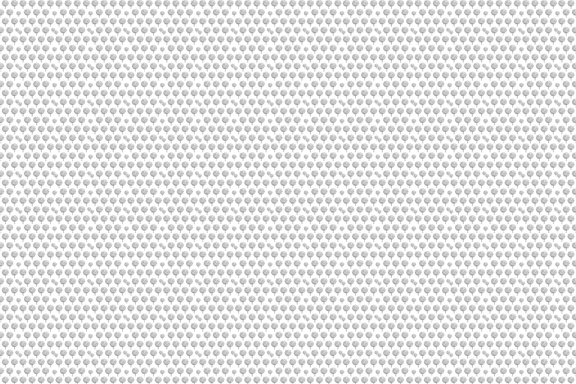             Design Fototapete Wald Muster in Grau auf weißem Hintergrund auf Premium Glattvlies
        