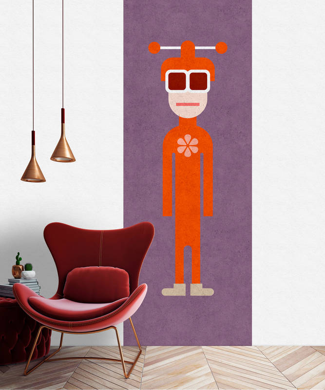             We are family 1 - Fototapeten Paneel Pop Art Figur in Beton Struktur – Beige, Orange | Premium Glattvlies
        