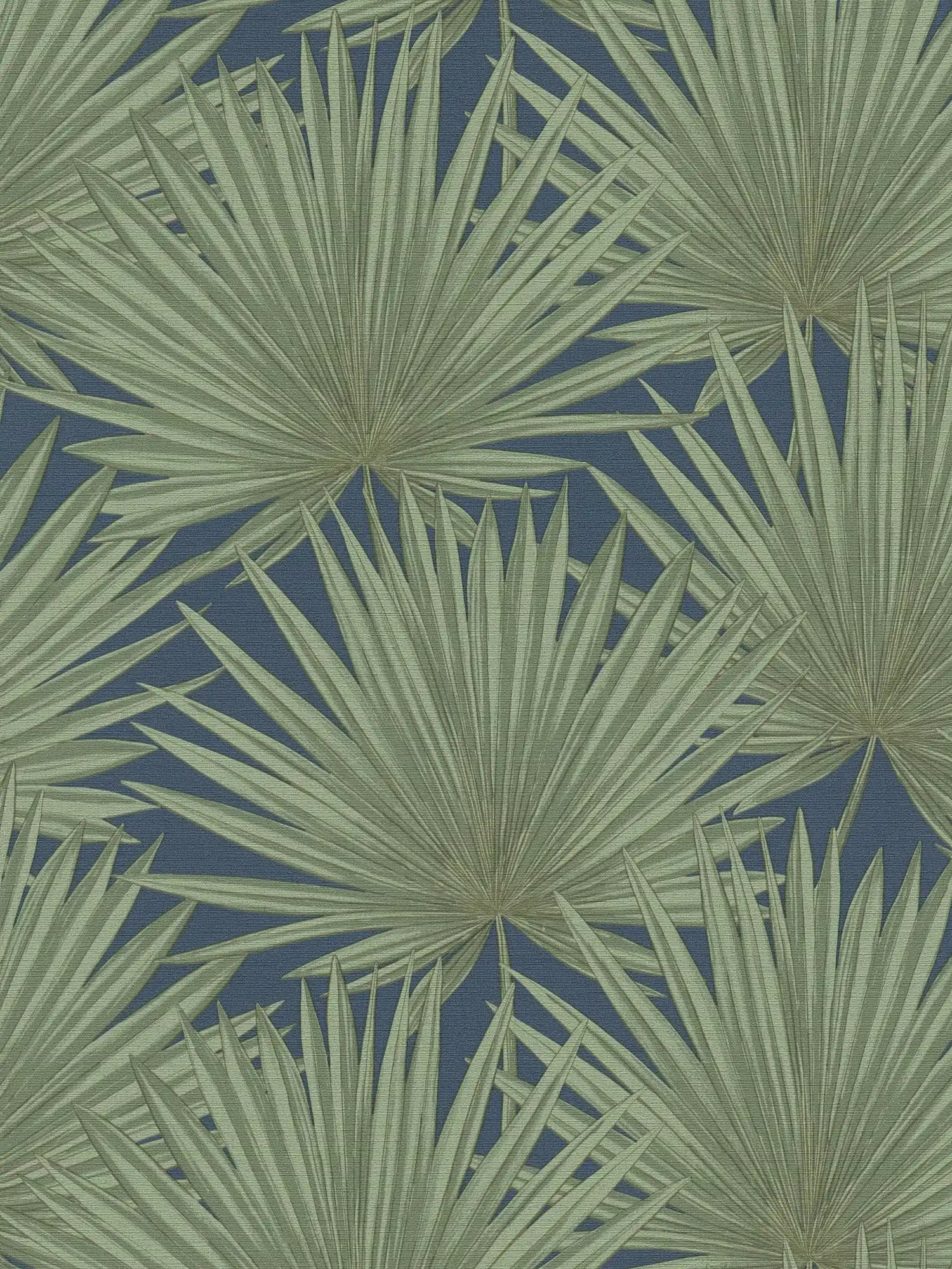Vliestapete mit Palmblättern auf dezentem Hintergrund – Grün, Blau
