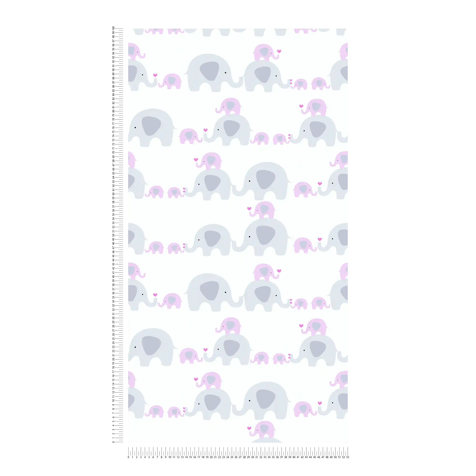             Tapete Mädchenzimmer Elefanten Muster – Rosa, Grau , Weiß
        