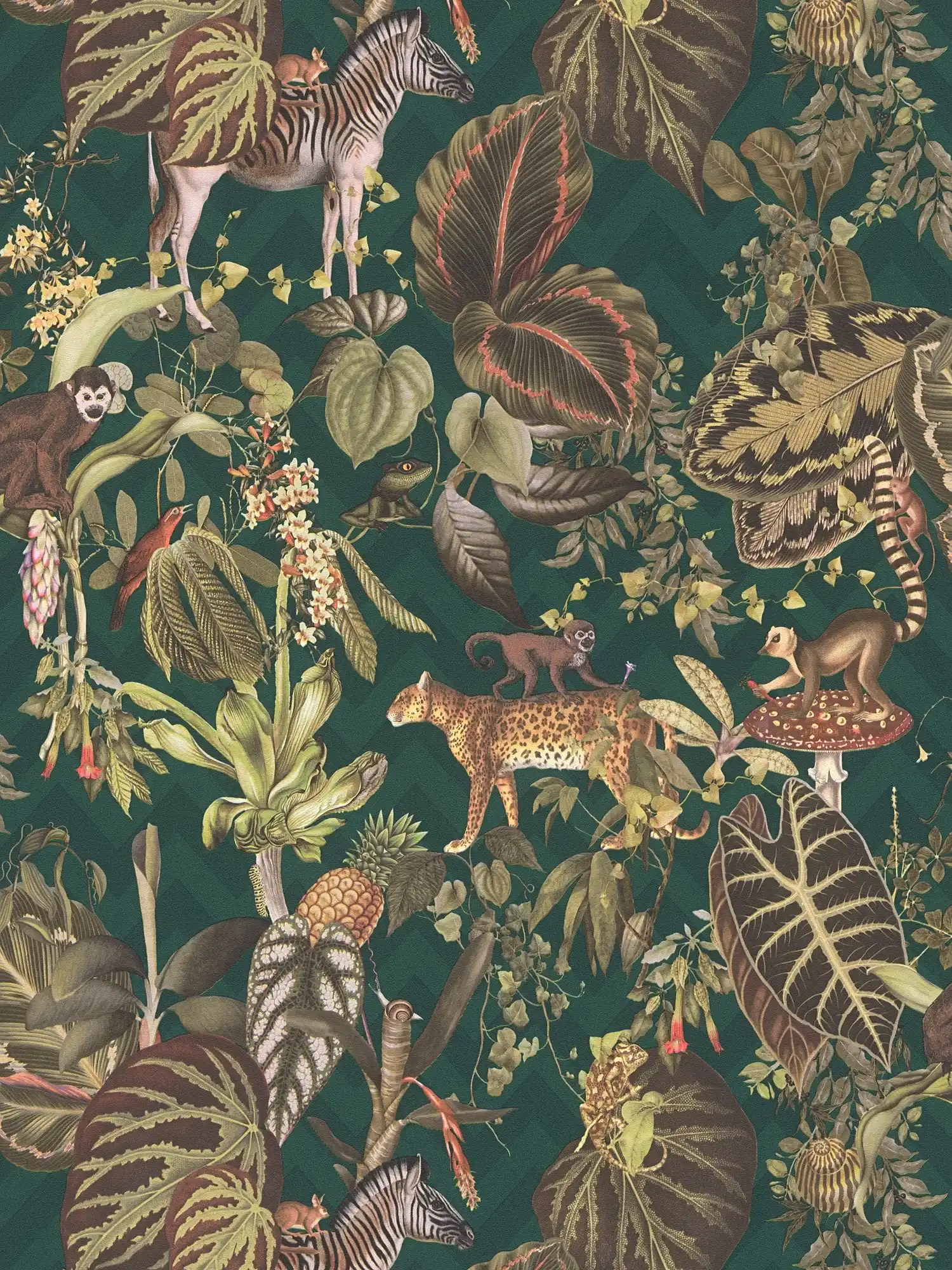Designer Tapete MICHALSKY Dschungel Blätter & Tiere – Bunt, Grün
