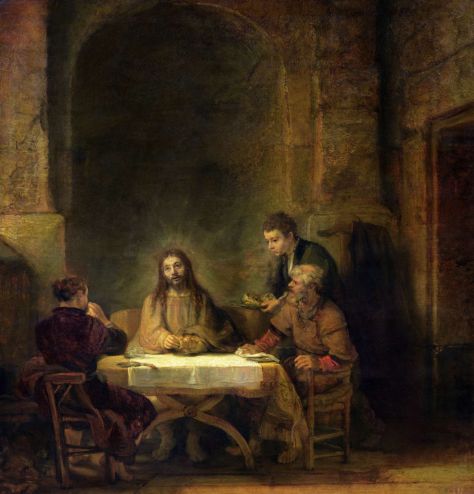             Fototapete "Christus in Emmaus" von Rembrandt van Rijn
        