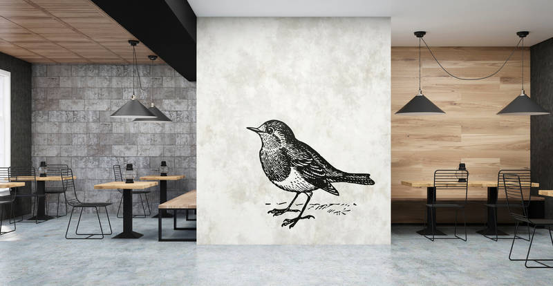             Schwarz-Weiß Fototapete mit Vogel – Walls by Patel
        