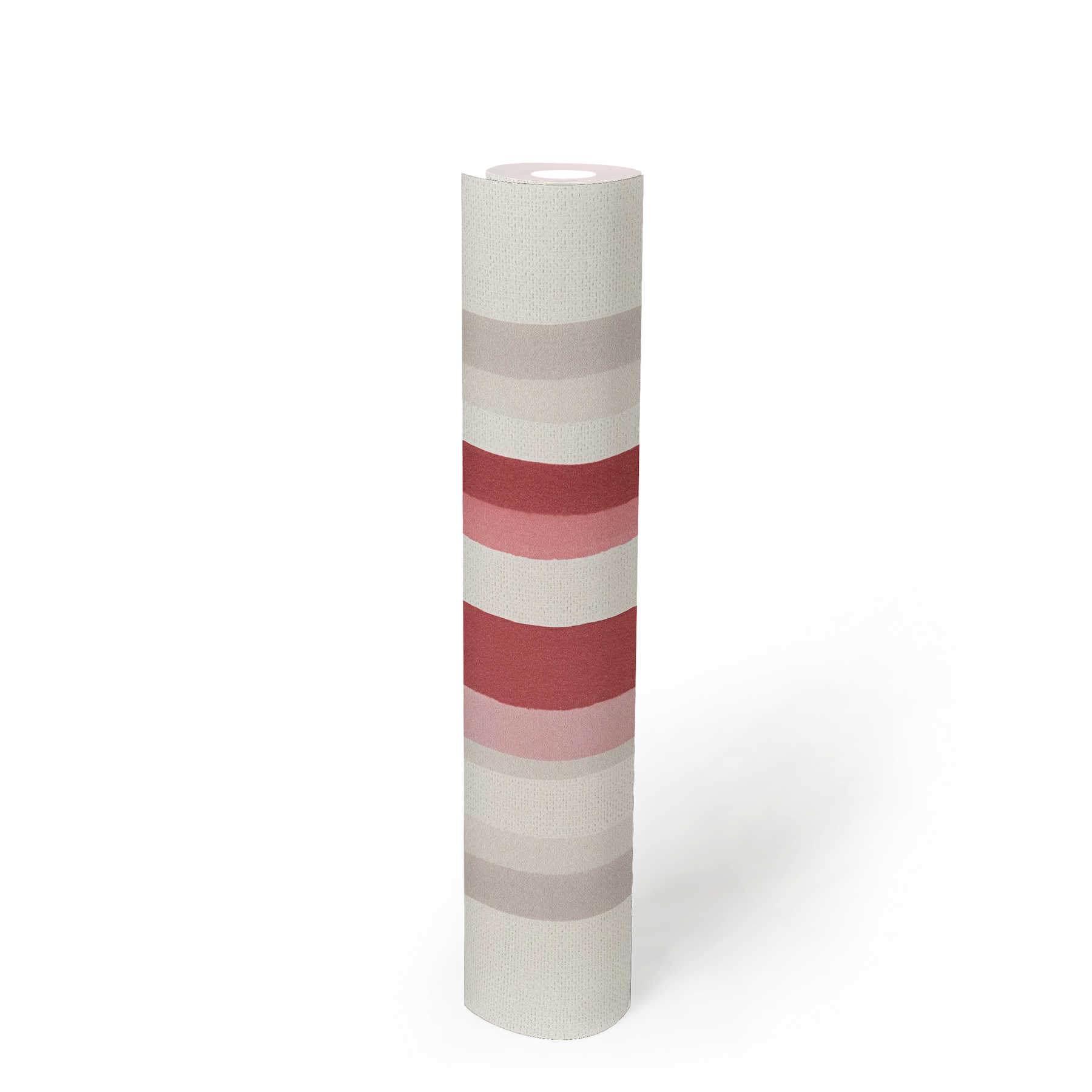             Vliestapete gestreift mit bunten Linien – Beige, Rot
        