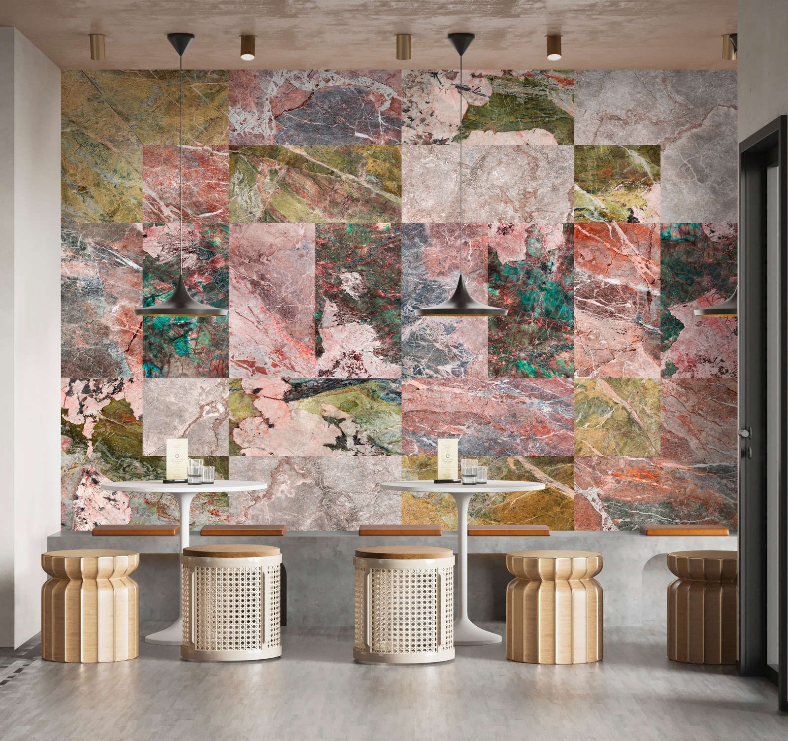             Fototapete »mixed marble« - Marmor Patchwork Design – Bunt | Mattes, Glattes Vlies
        
