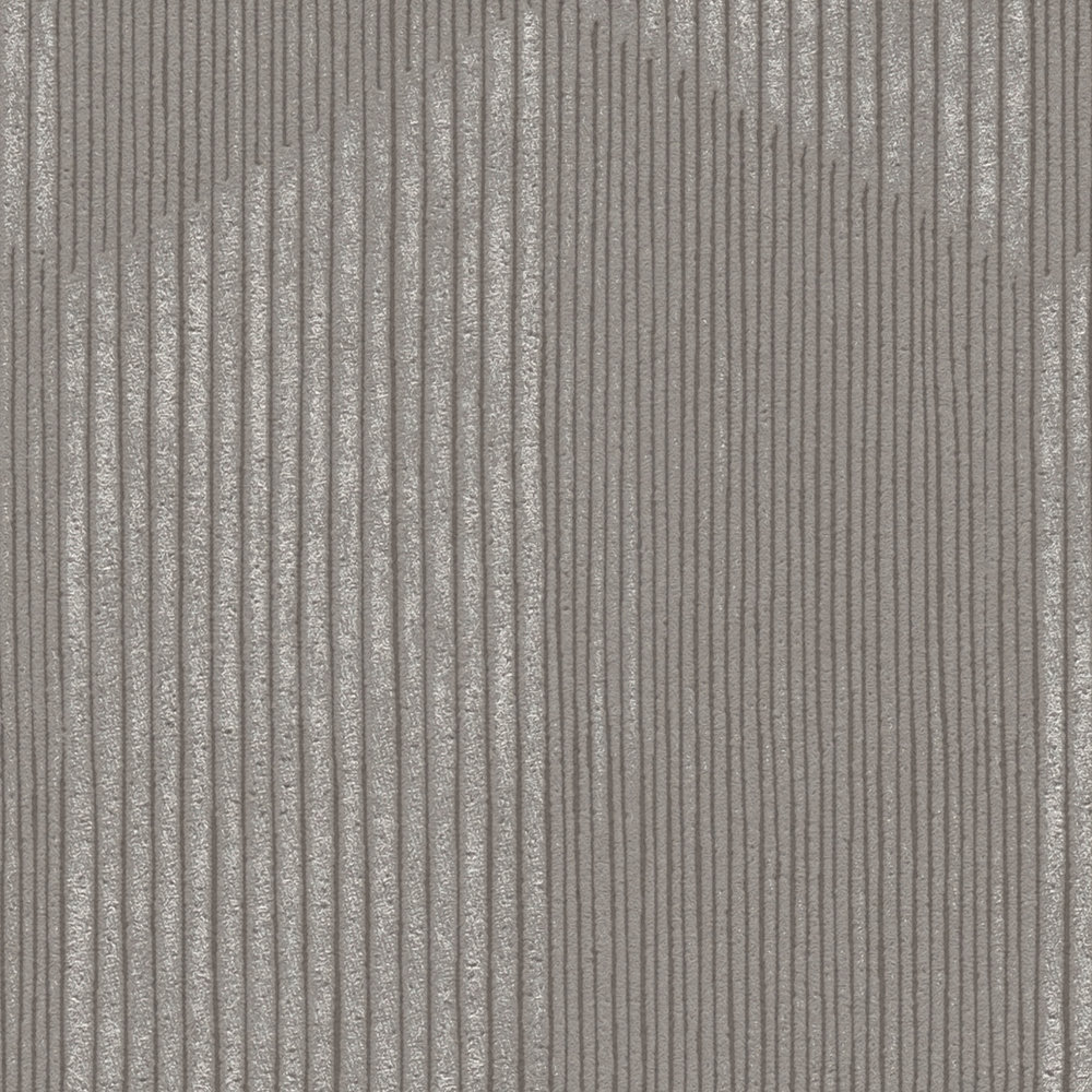             Strukturtapete mit 3D Grafik Muster – Grau, Beige
        