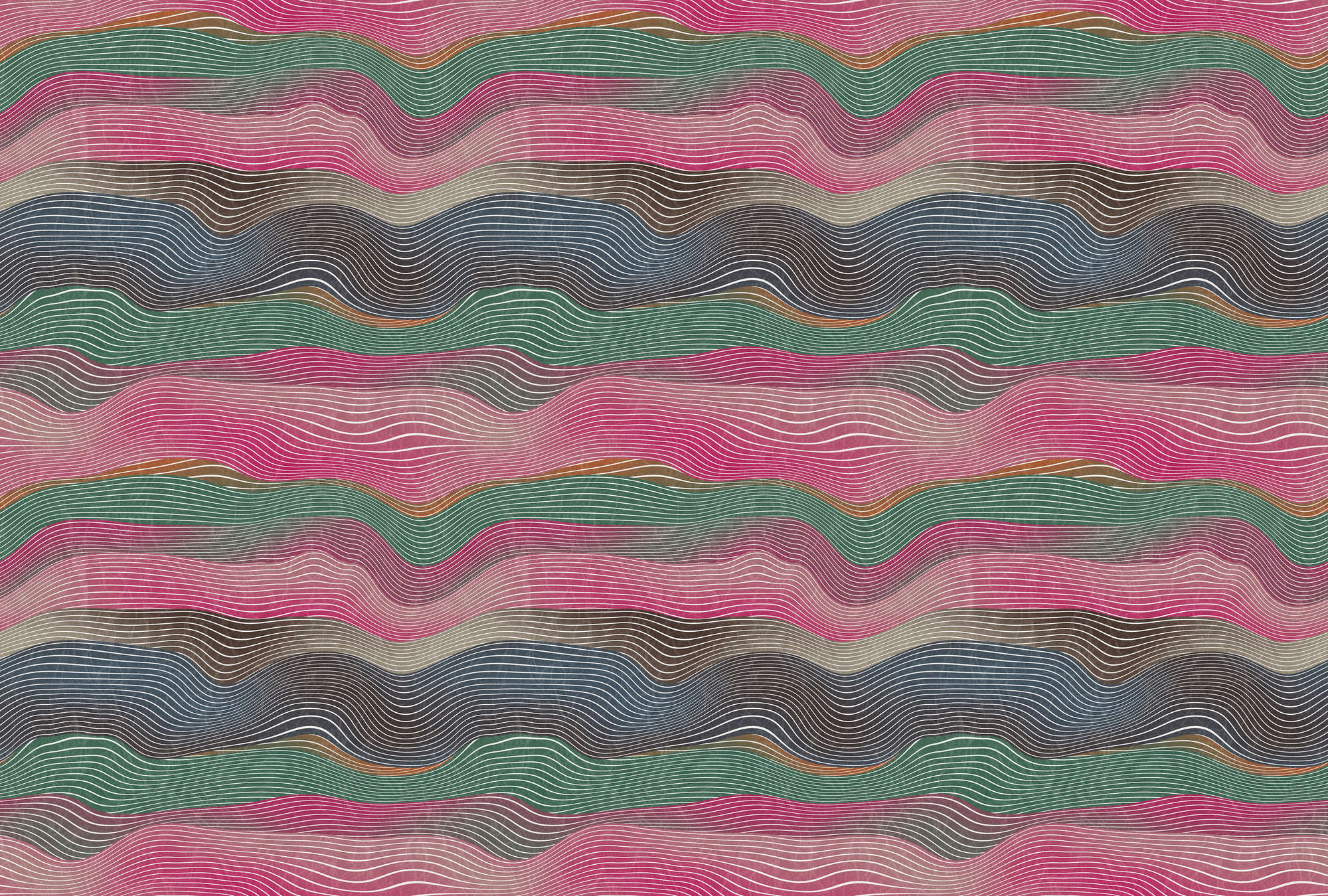             Space 1 – Fototapete Wellen Muster Pink & Grün im Retro Stil
        